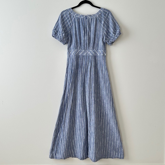 Calvin Klein 100% Cotton Blue & White Striped Short Sleeve Maxi Dress - Picture 10 of 16